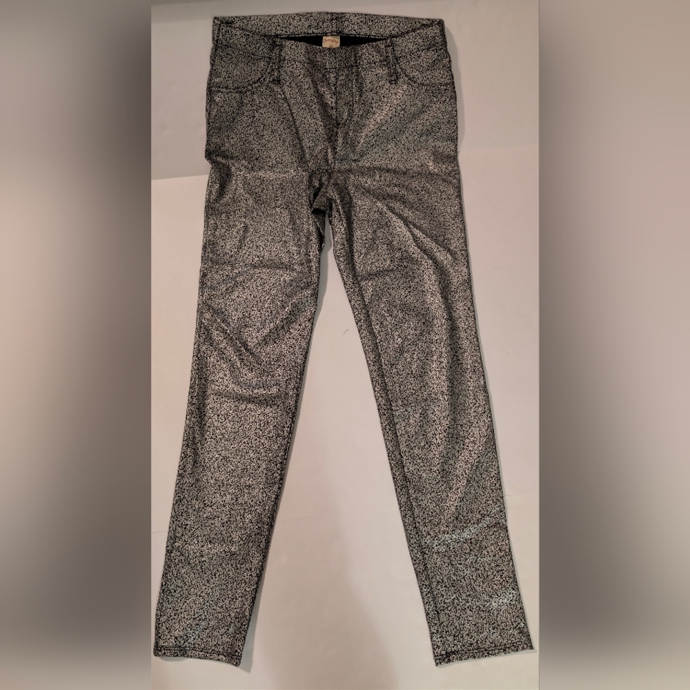 Faded Glory Women's Pullup Black and Gray Shiny Jeggings Sz 8-10